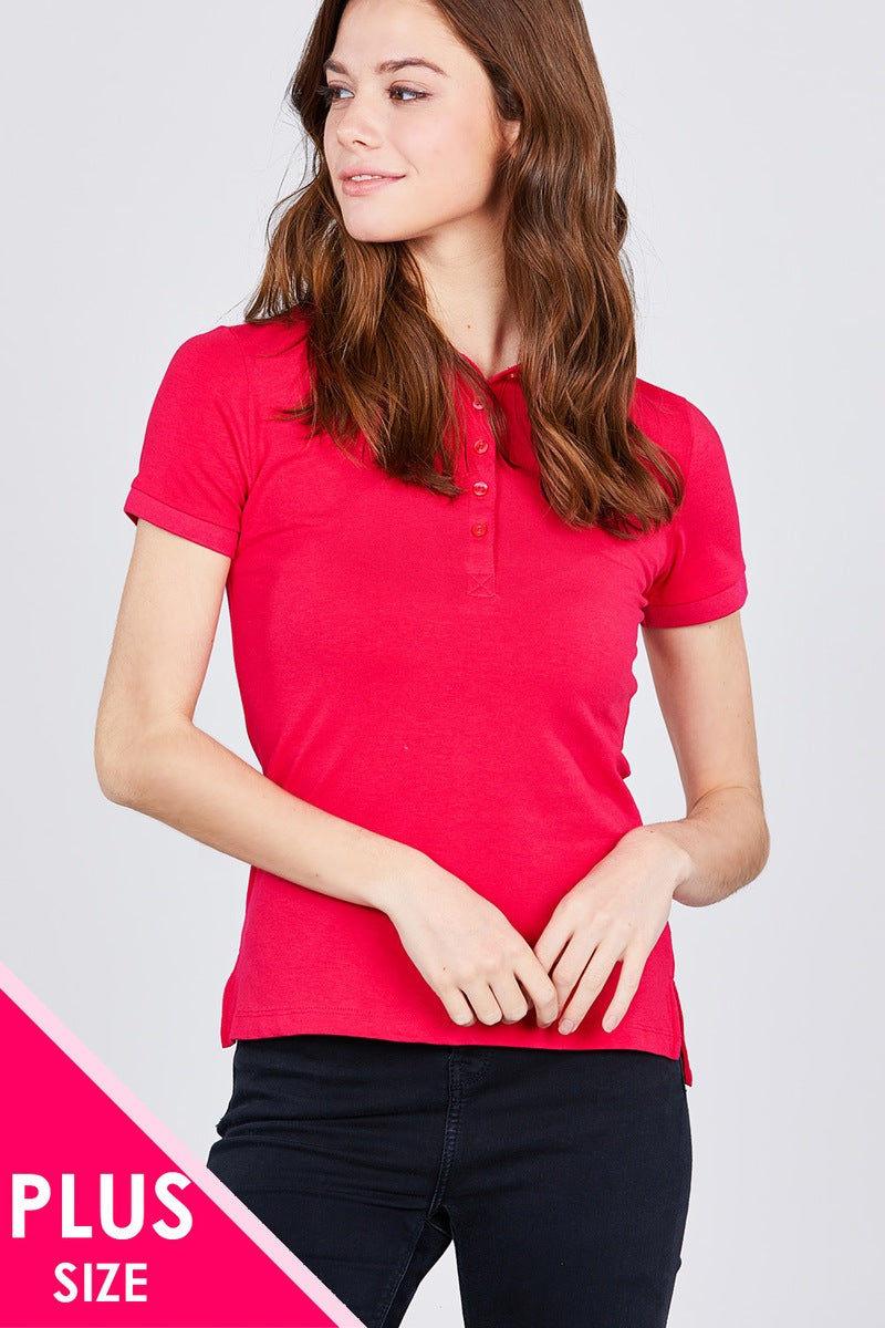 THE CASSIE Classic Jersey Spandex Polo Top