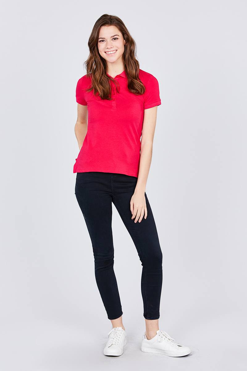 THE CASSIE Classic Jersey Spandex Polo Top