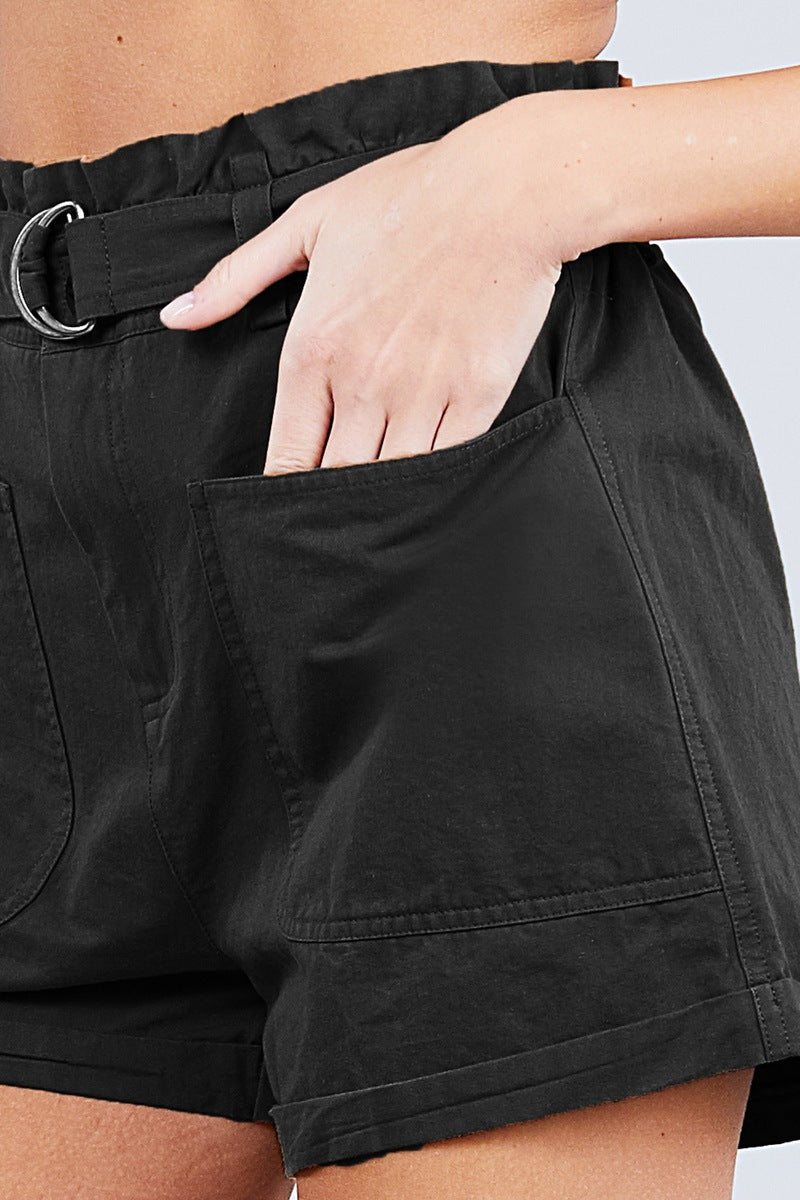 THE NADIA Side Pocket Rolled Up Paper Bag Cotton Short Pants