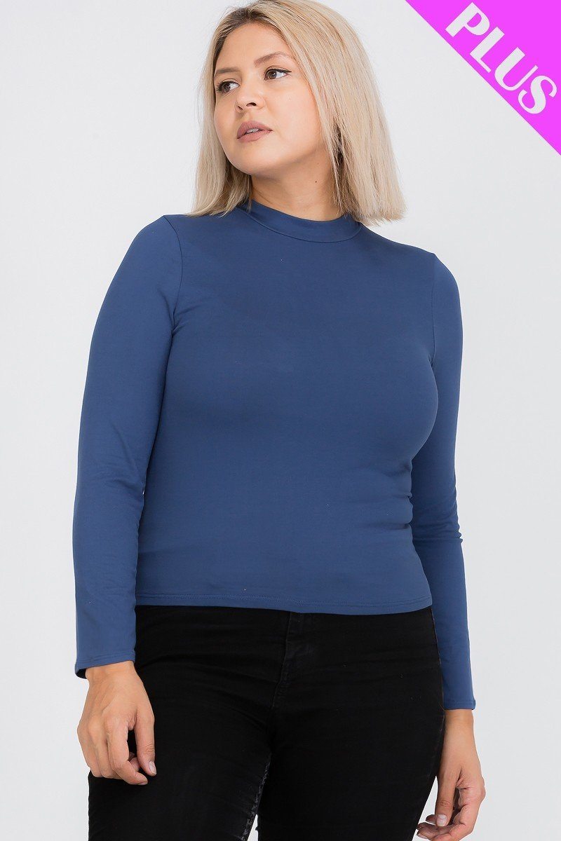 THE ANNIKA Plus Size Mock Neck Solid Top