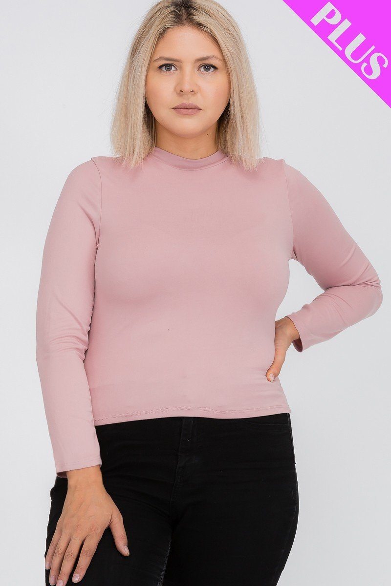 THE ANNIKA Plus Size Mock Neck Solid Top