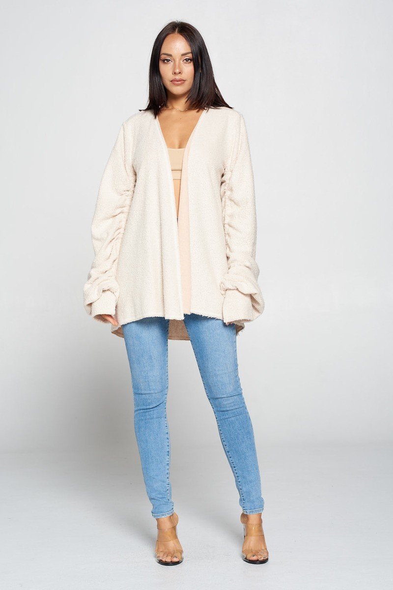 THE LOLA Cute Fuzzy Open Front Cardigan