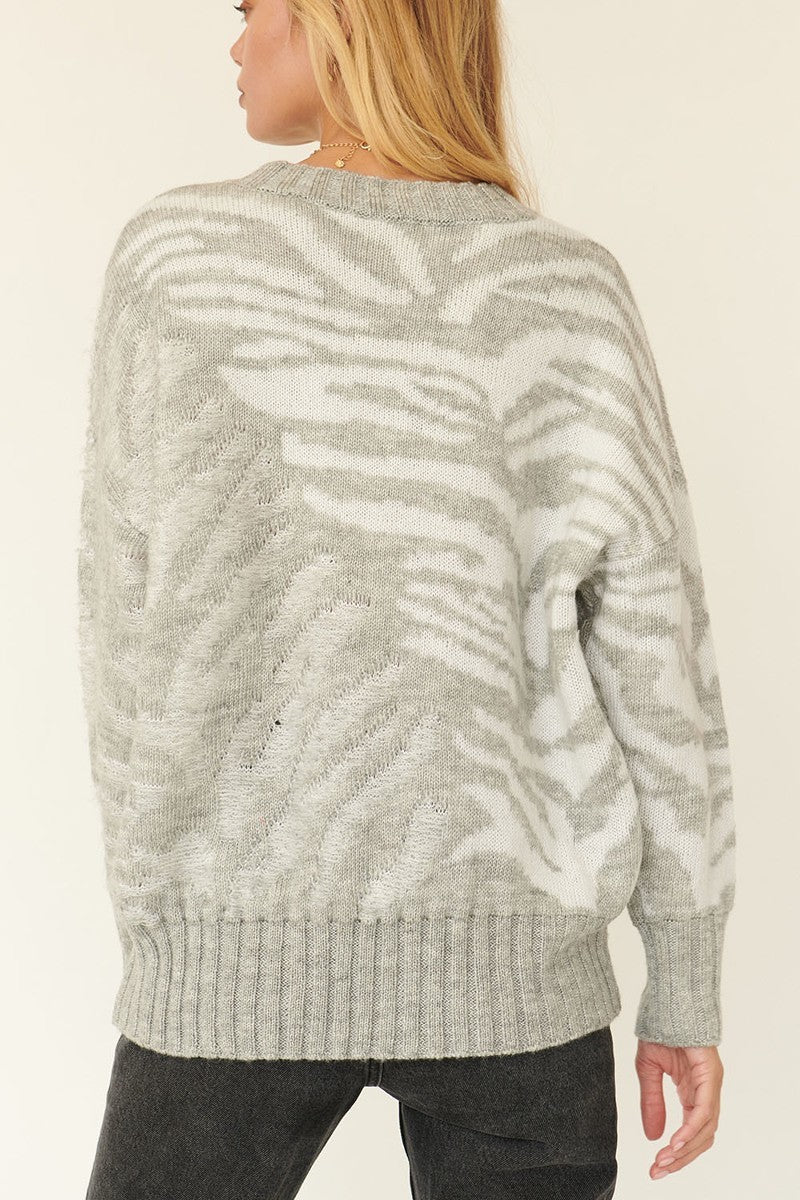 ZEBRA VIBES A Zebra Print Pullover Sweater