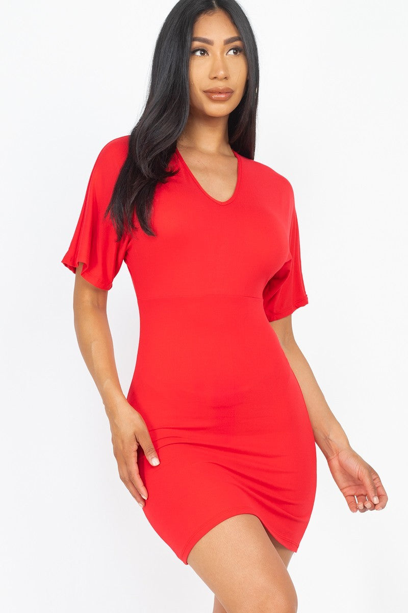 THE DARCY  Dolman Sleeves Solid Mini Dress