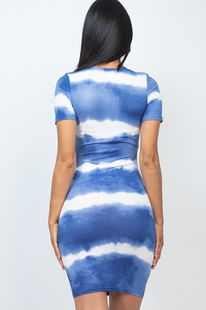 THE SUNNY SIDE Stripe Tie-dye Printed Midi Dress