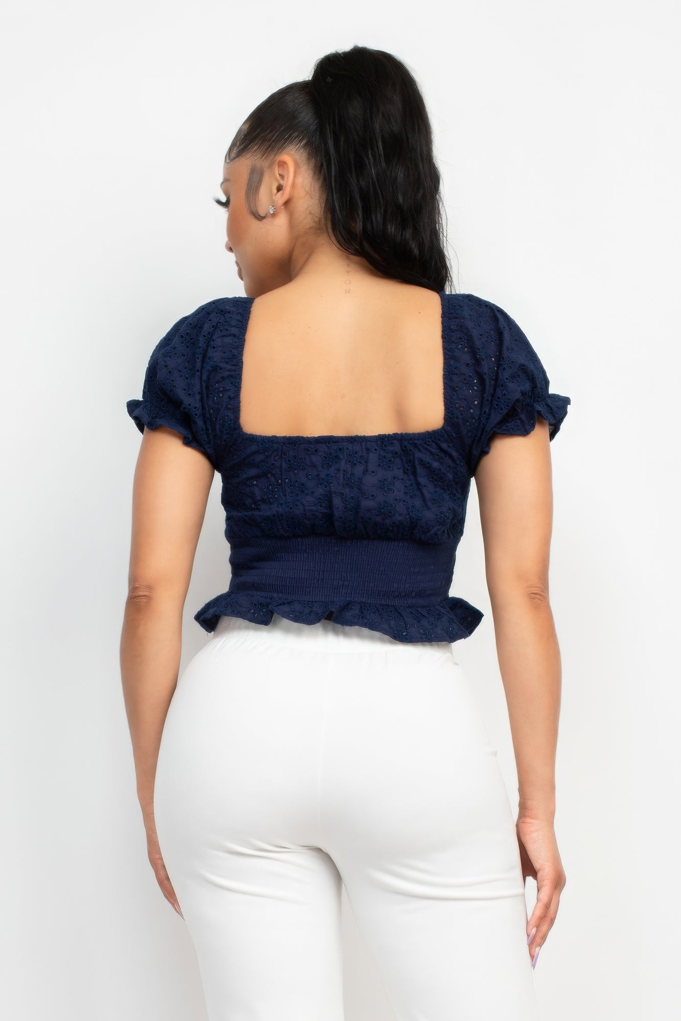 THE RENEE Eyelet Embroidered Smock Top