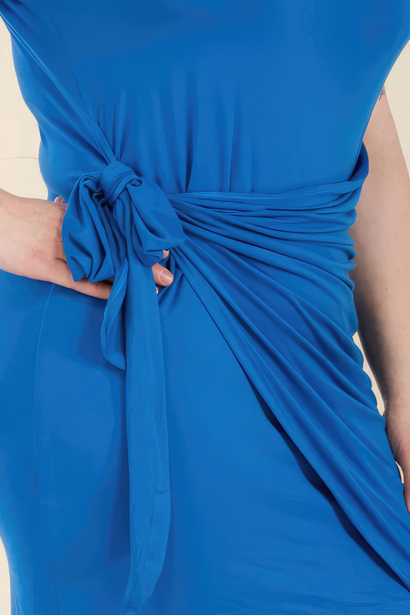 THE SCARLETT Plus Size Solid Wrap Front Tie Side Short Sleeve Mini Dress
