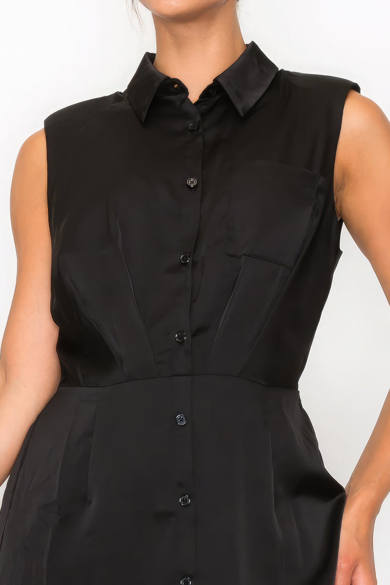 THE LARA Button-down Pleated Shirt Dress