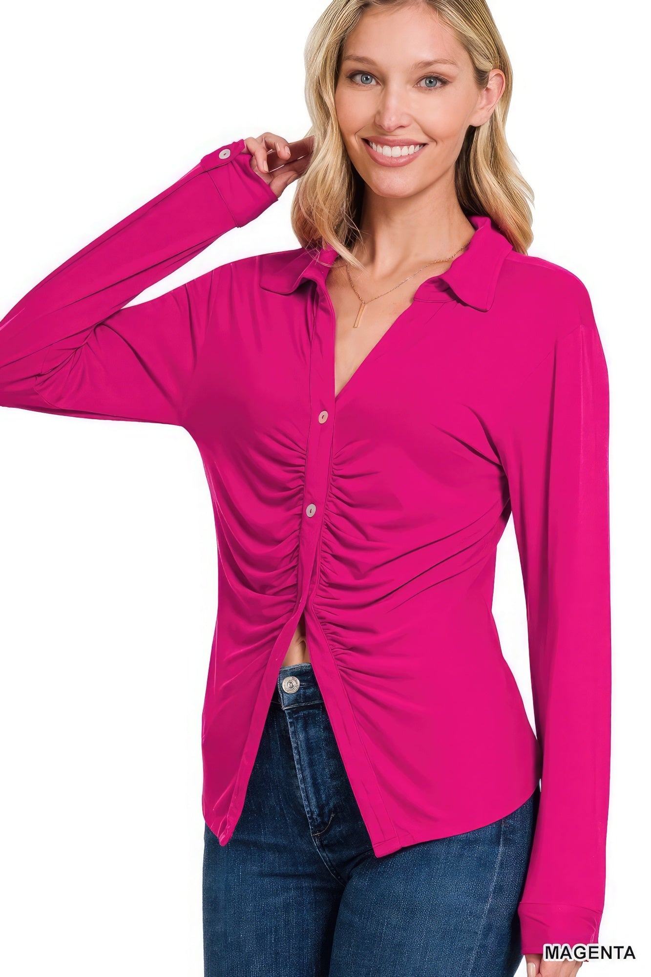 THE STEFF Stretchy Ruched Shirt