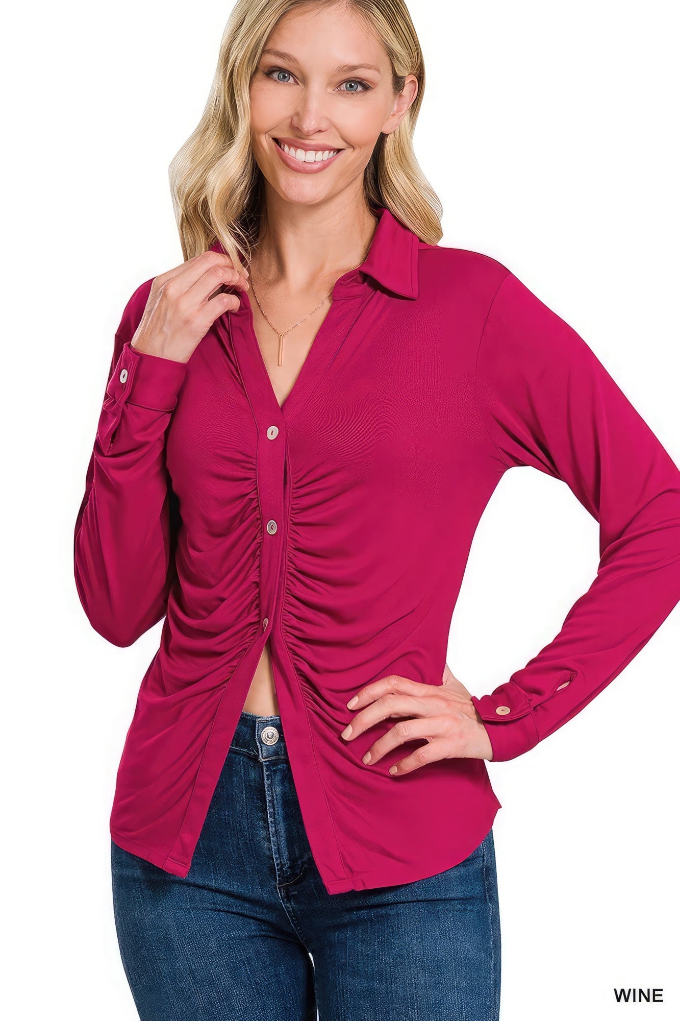 THE STEFF Stretchy Ruched Shirt