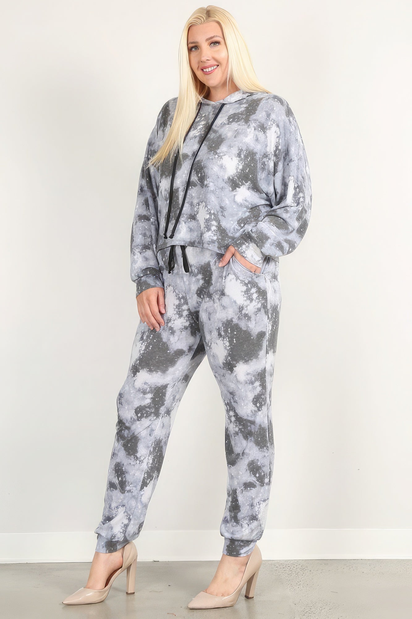 THE MOLLIE Tie Dye Print Pullover Hoodie And Sweatpants