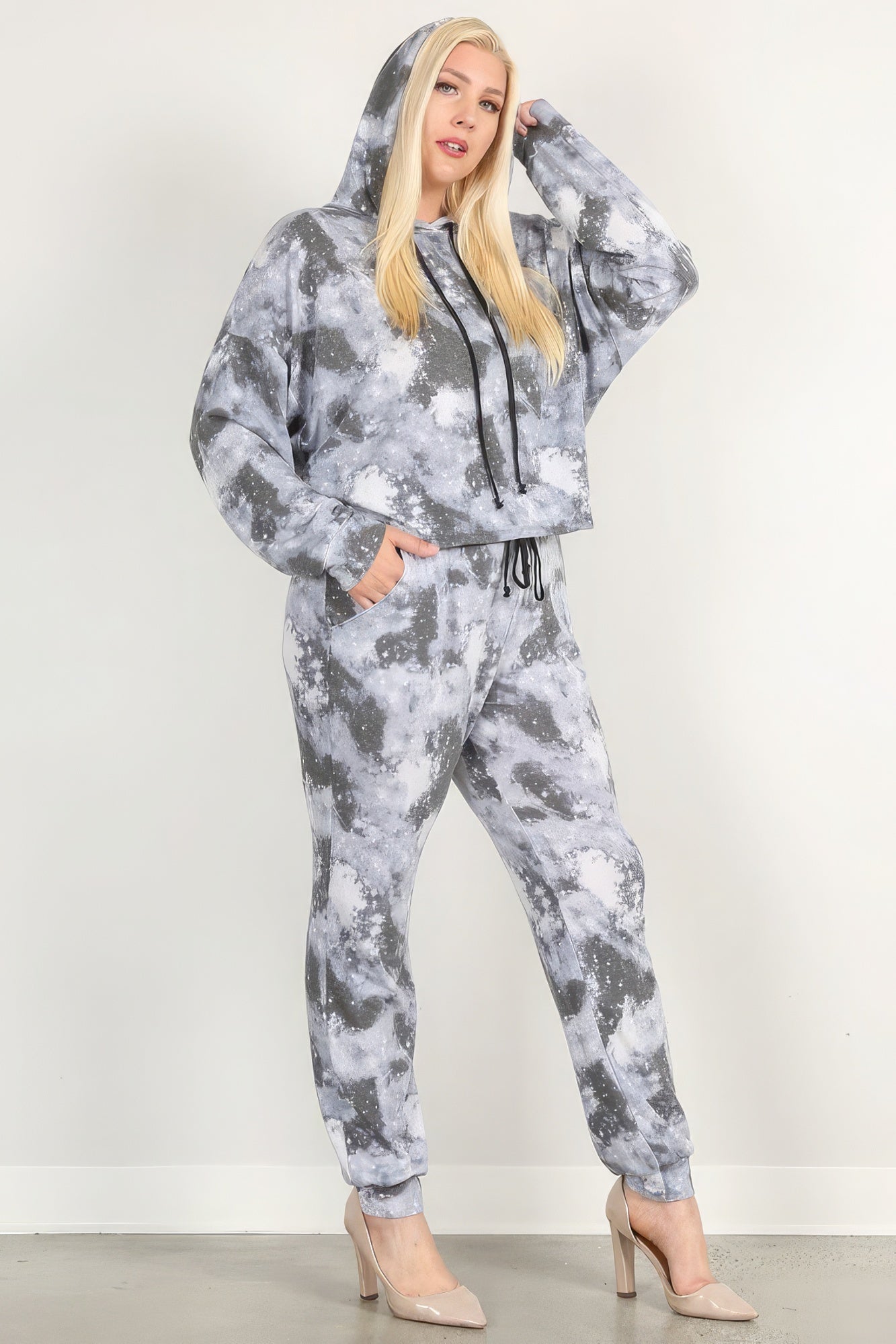 THE MOLLIE Tie Dye Print Pullover Hoodie And Sweatpants