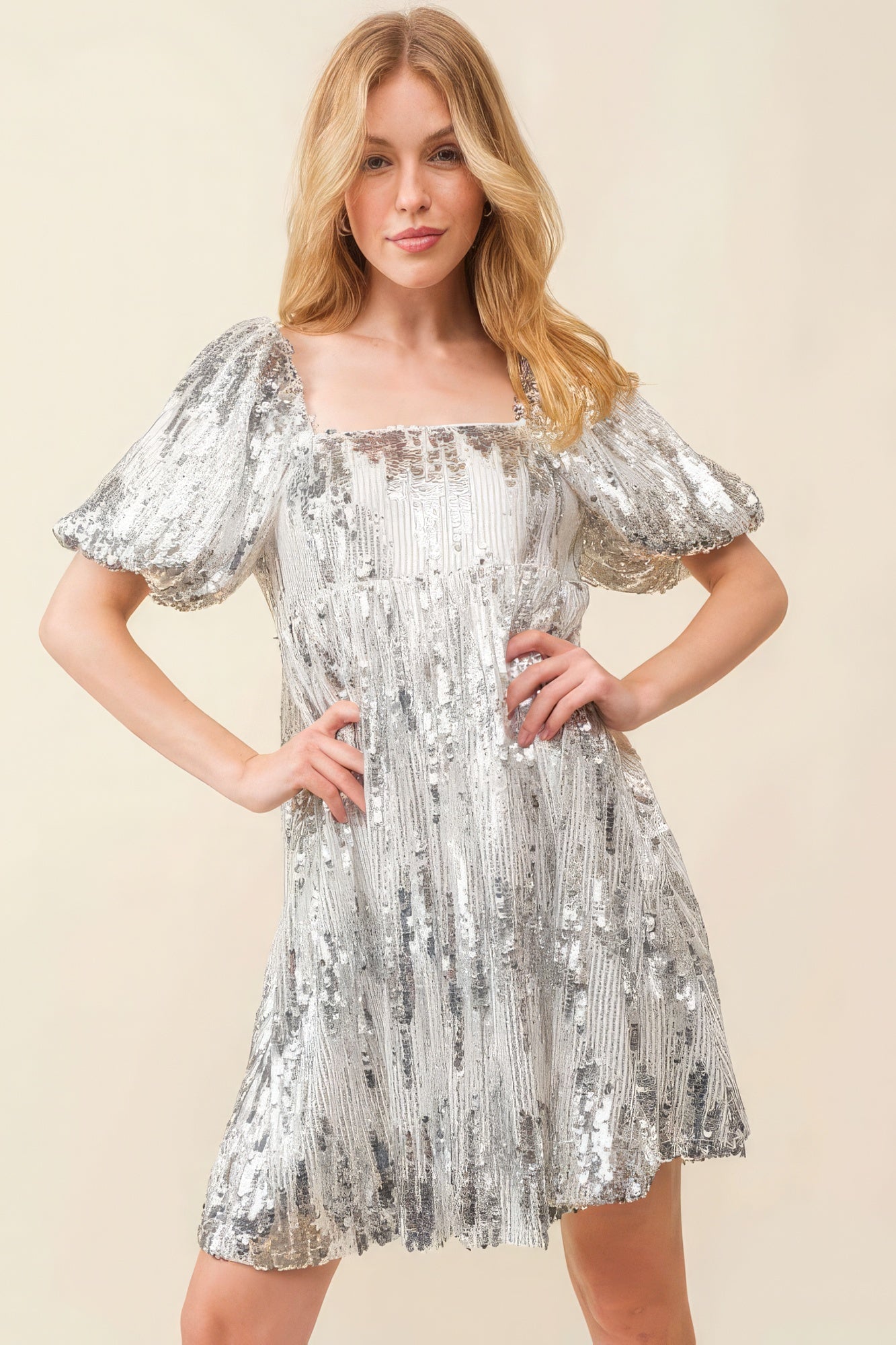THE ALESSANDRA Sequin Babydoll Mini Dress