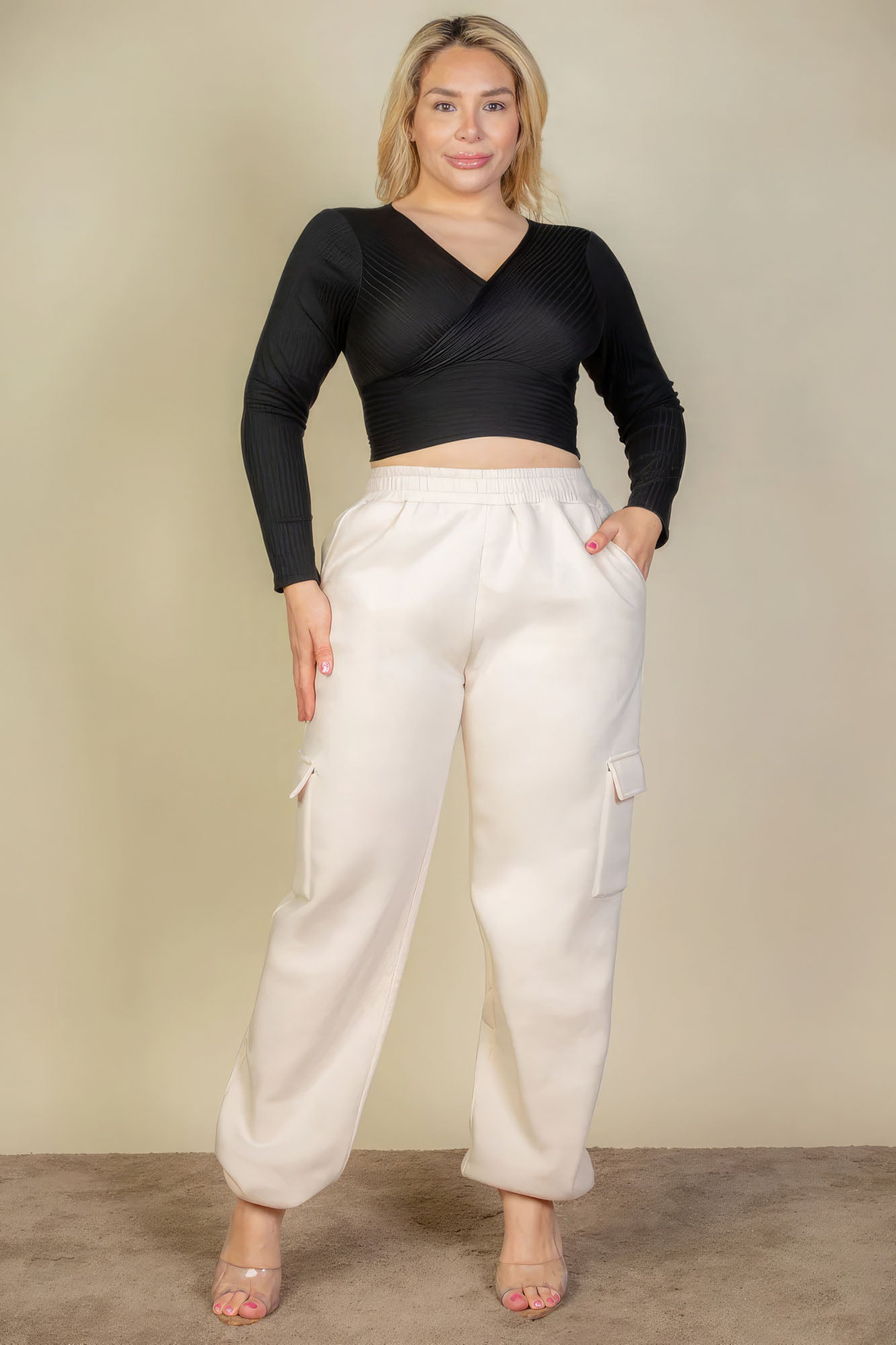THE VANESSA Plus Size Side Pocket Drawstring Waist Sweatpants