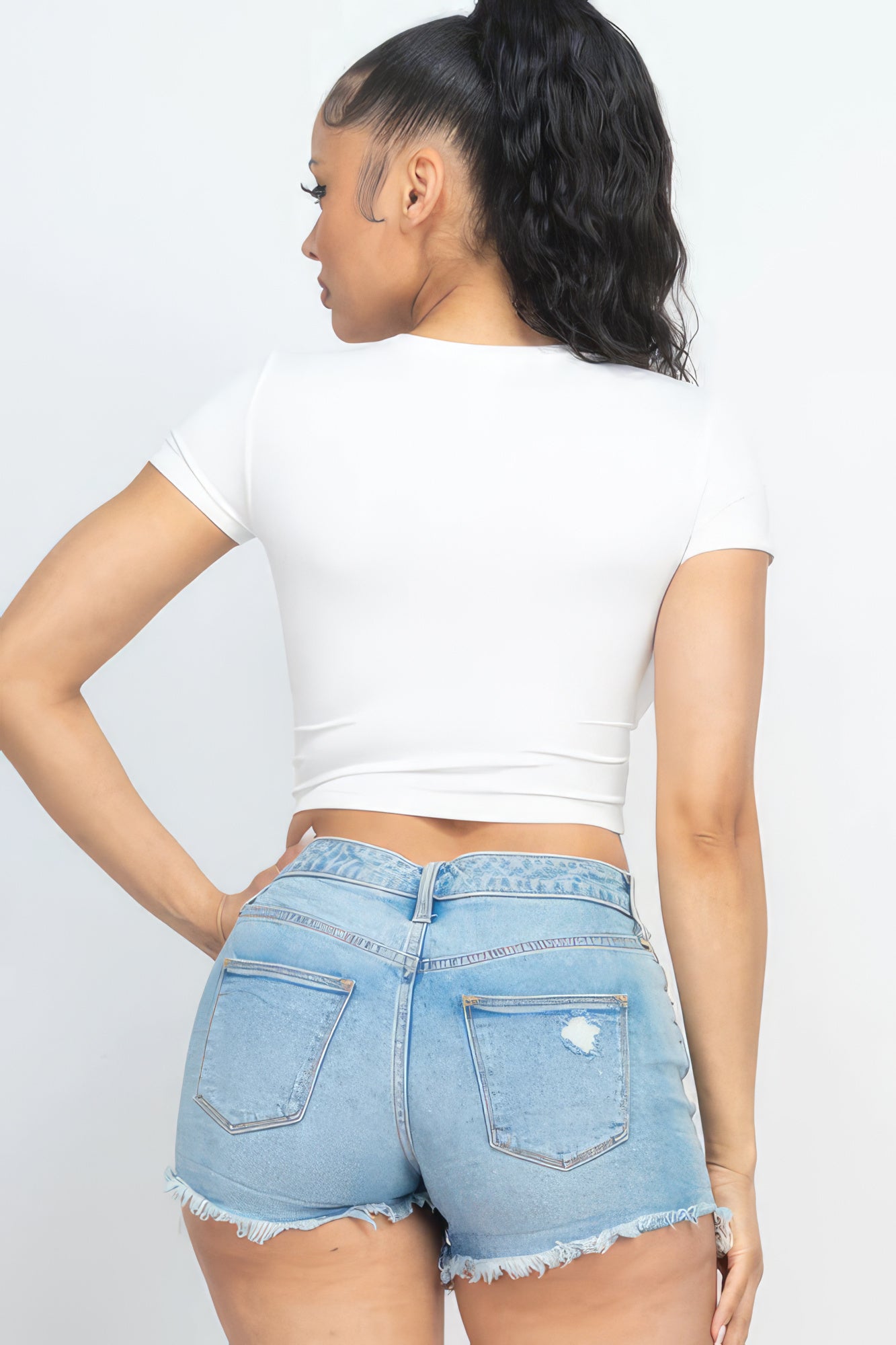THE RUTH Short Sleeve Roundneck Crop Top