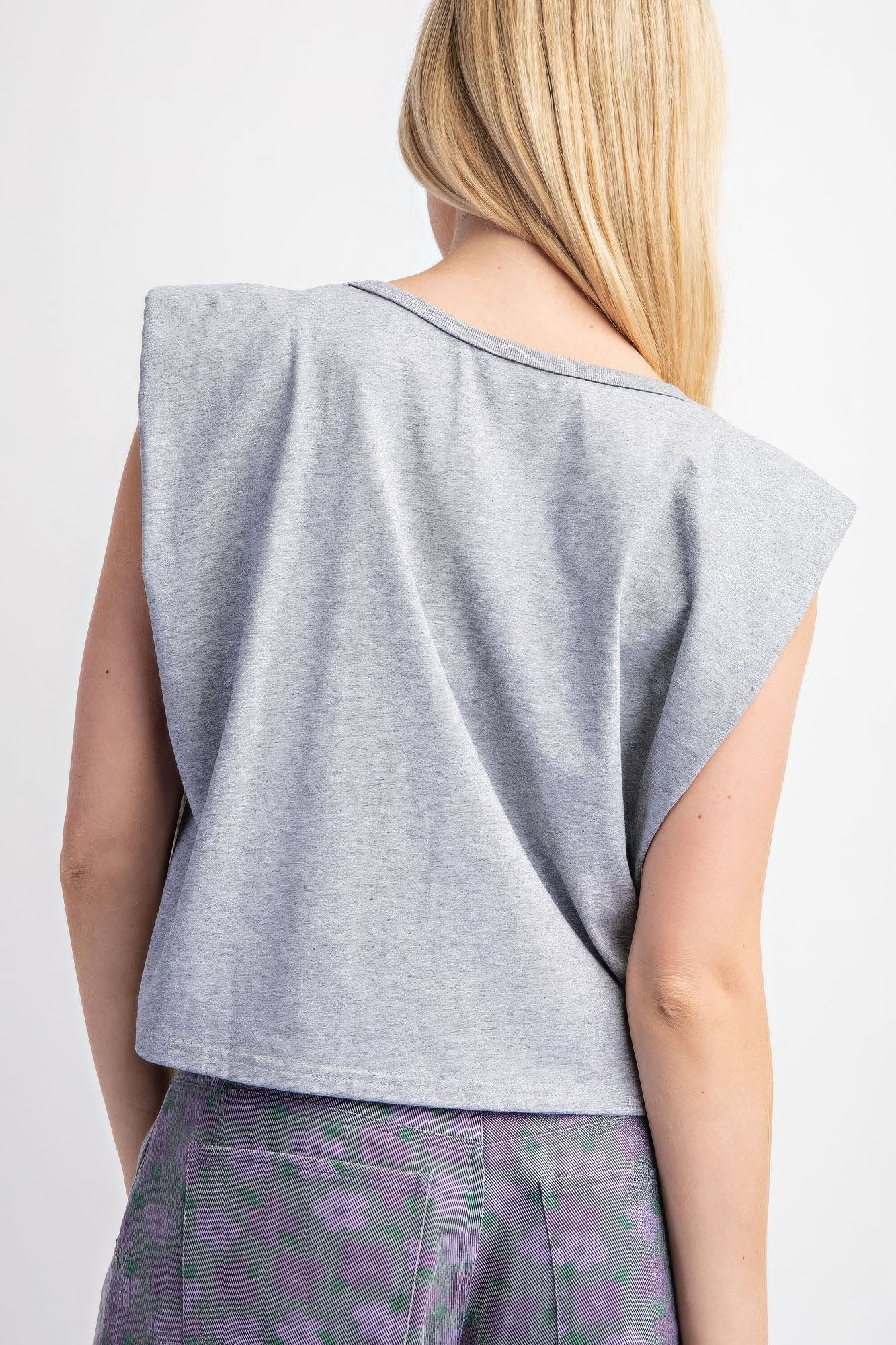 THE ROCHELLE Sleeveless Crop Top With Shoulder Pads